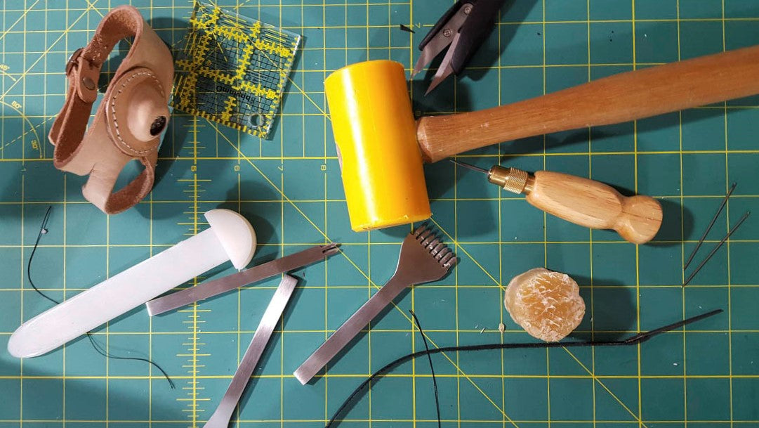 above view of leather working tools