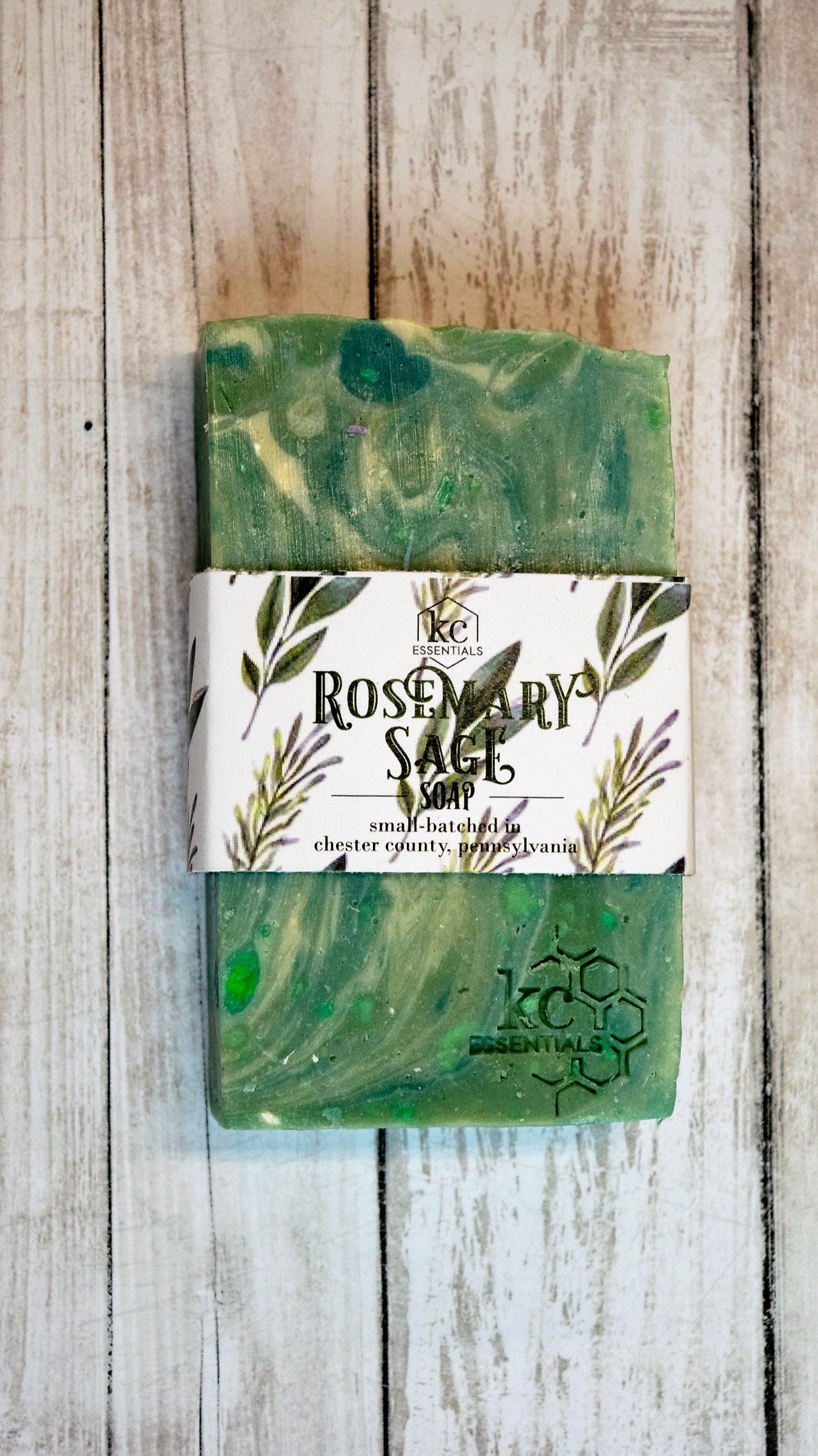 Green Marbled Rosemary Sage Artisan Soap
