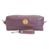 Front view of T5 bath dopp kit toiletry wash bag designer handcrafted of smooth calf leather in Lavender purple.