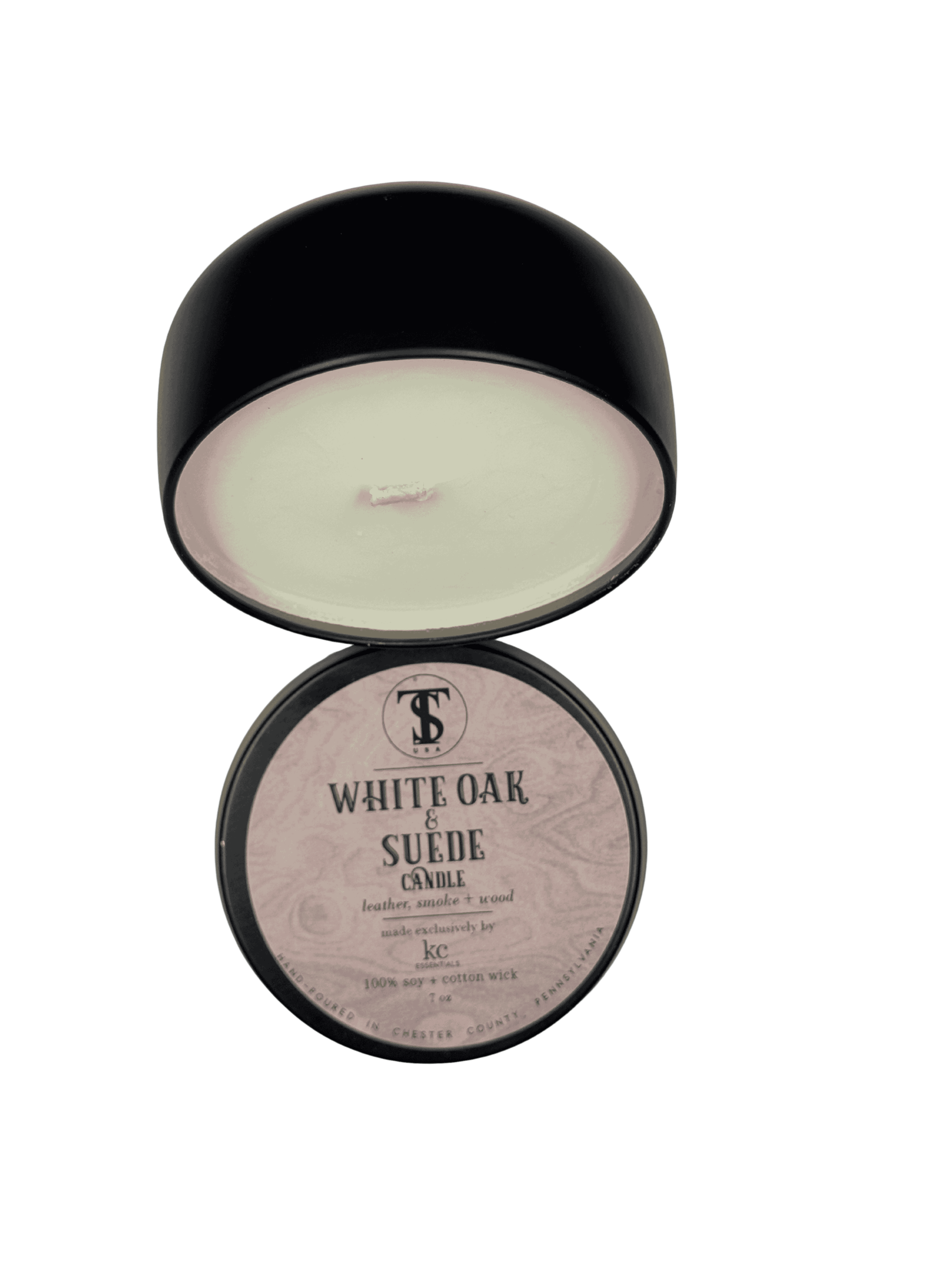 White Oak & Suede Candle in Lidded Metal Travel Tin