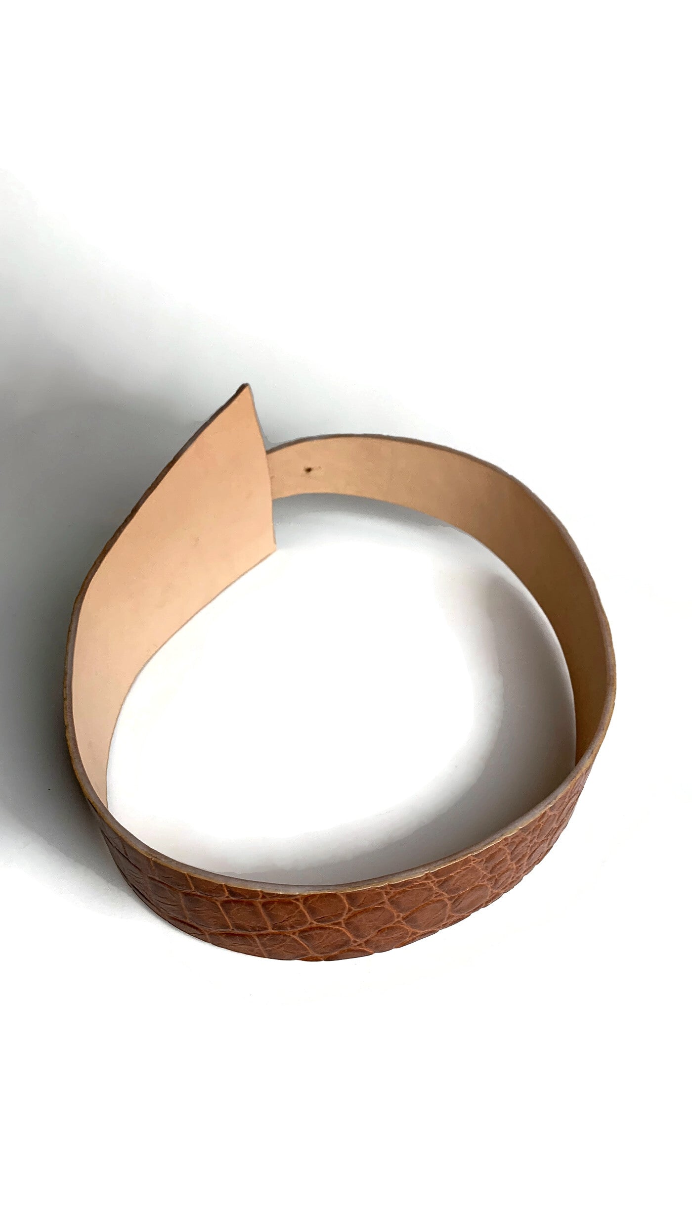 Leather Gallery Corset Belt in Cognac Croc Embossed Calf