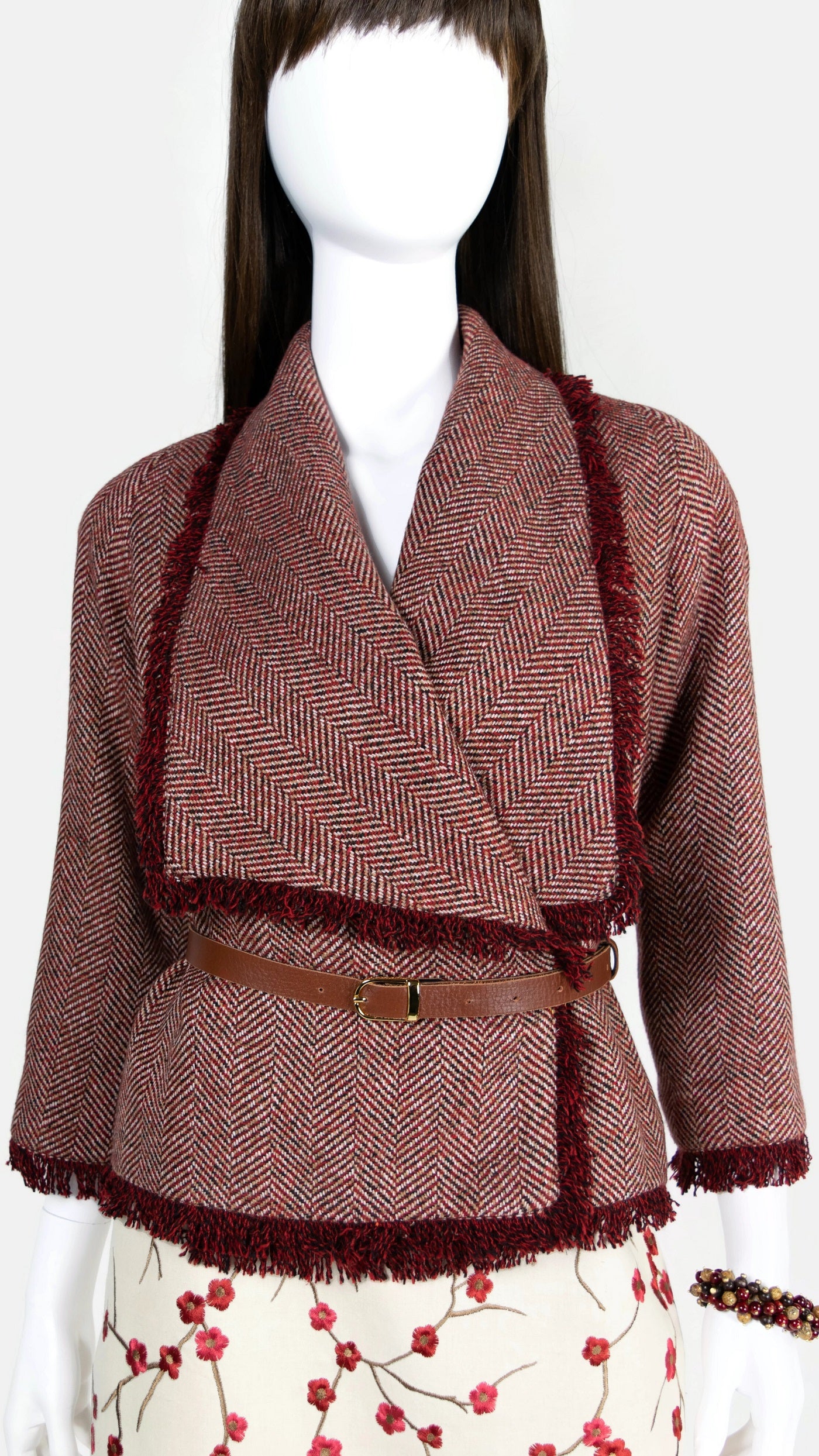 Tweed Eyelash Fringe Wrap Jacket