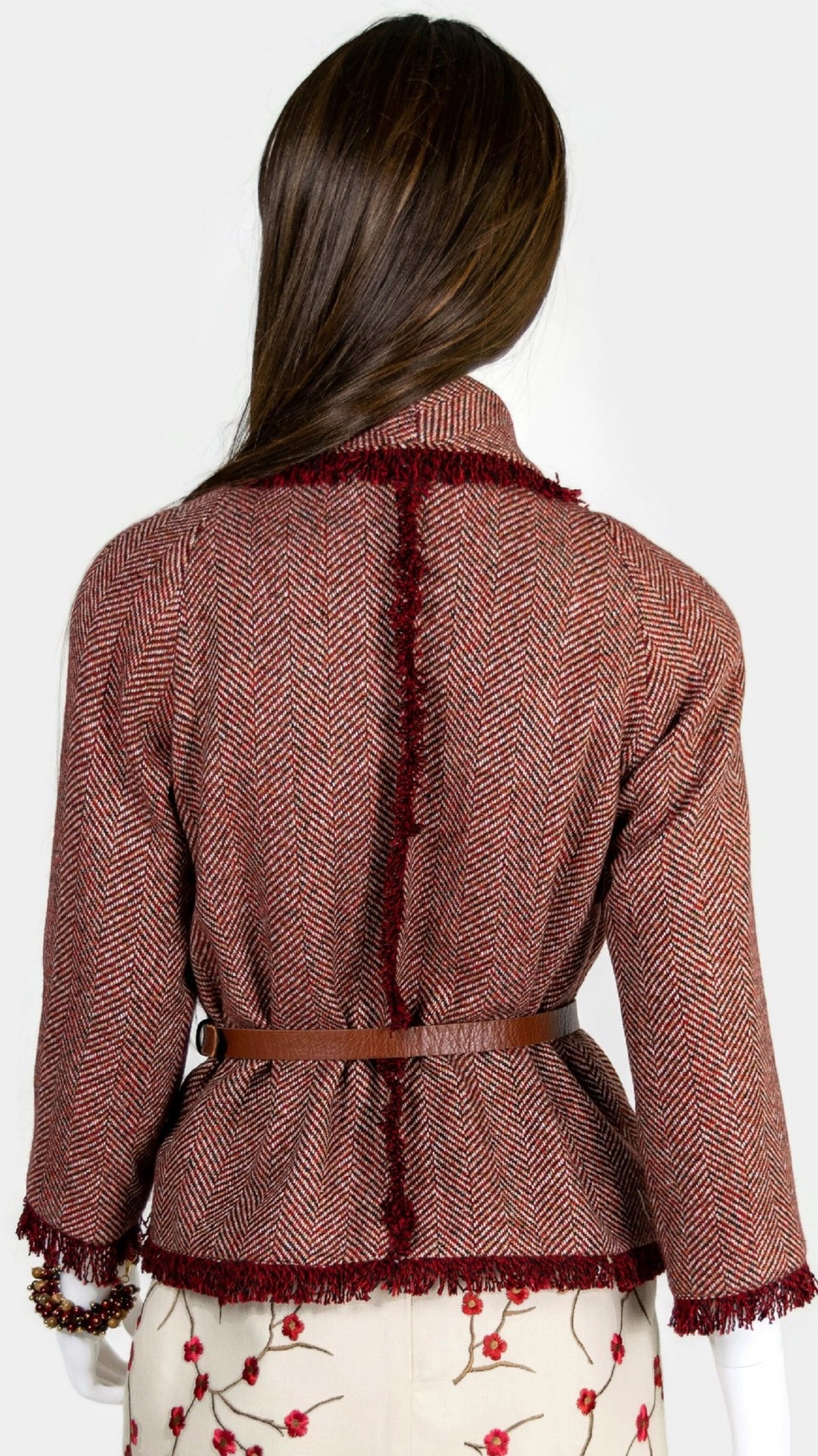 Tweed Eyelash Fringe Wrap Jacket