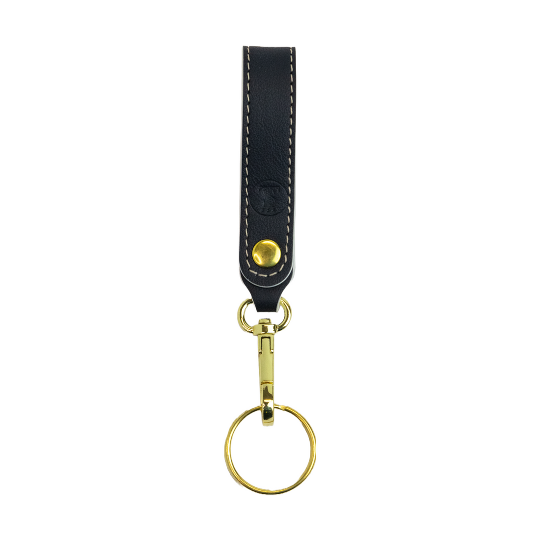 T5 Key chain strap handcrafted by designer Liv McClintock in smooth calf leather in nautical navy blue.