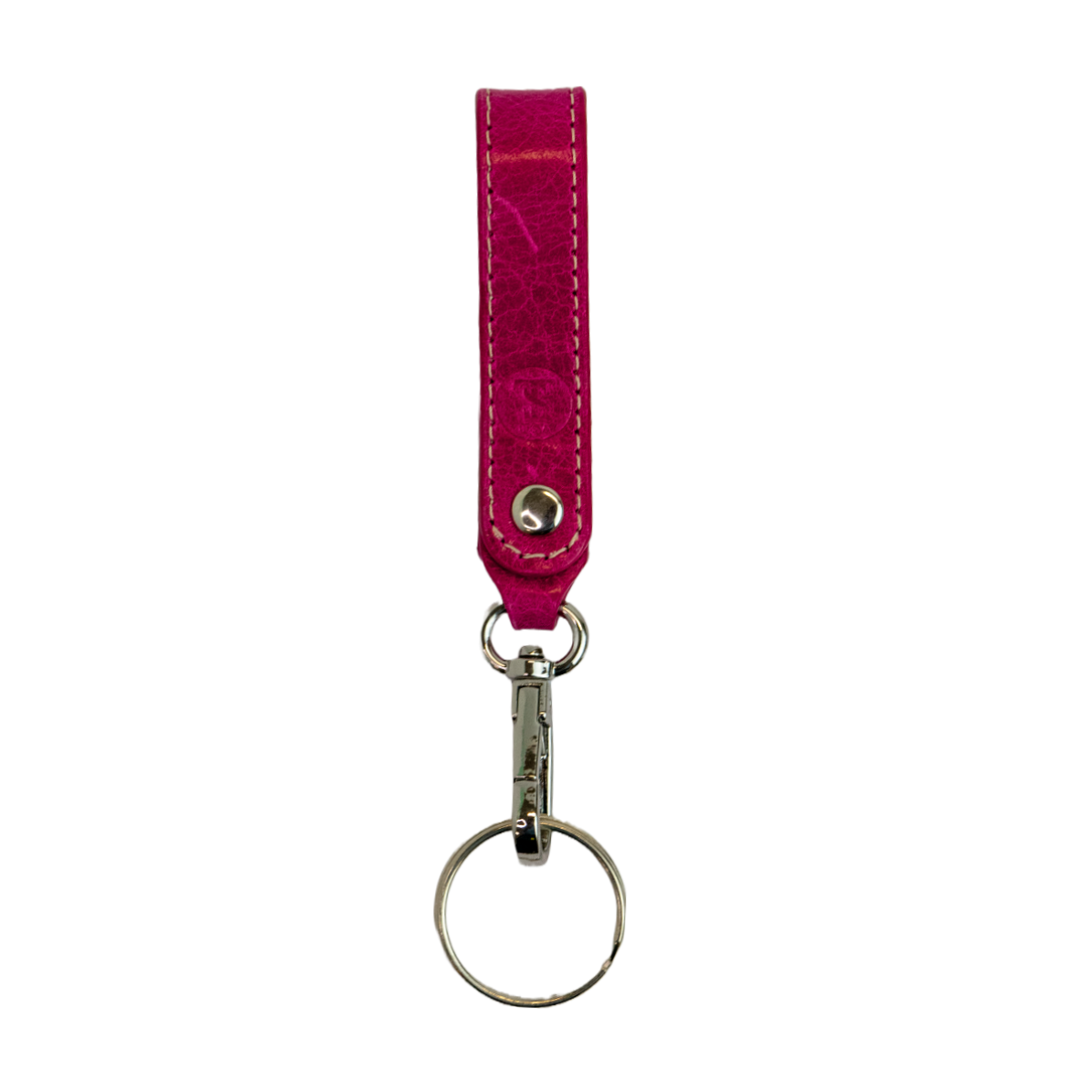 T5 Key chain strap handcrafted by designer Liv McClintock in smooth calf leather in hot Barbie pink.