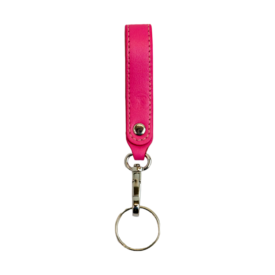 T5 Key chain strap handcrafted by designer Liv McClintock in smooth calf leather in light frosted pink..