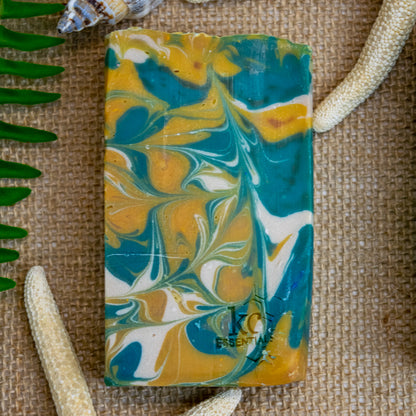 Green Yellow and white marbled Artisan Bar Soap