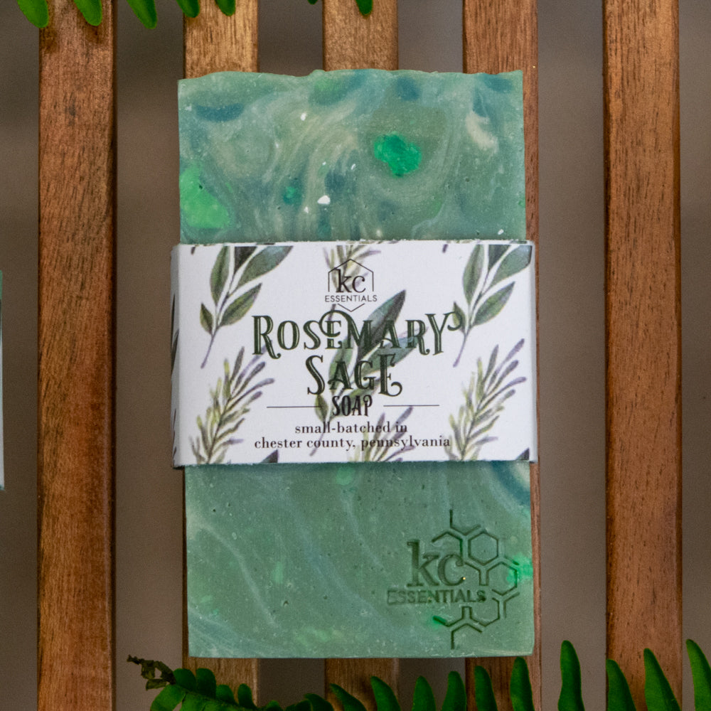 Green Marbled Rosemary Sage Artisan Soap