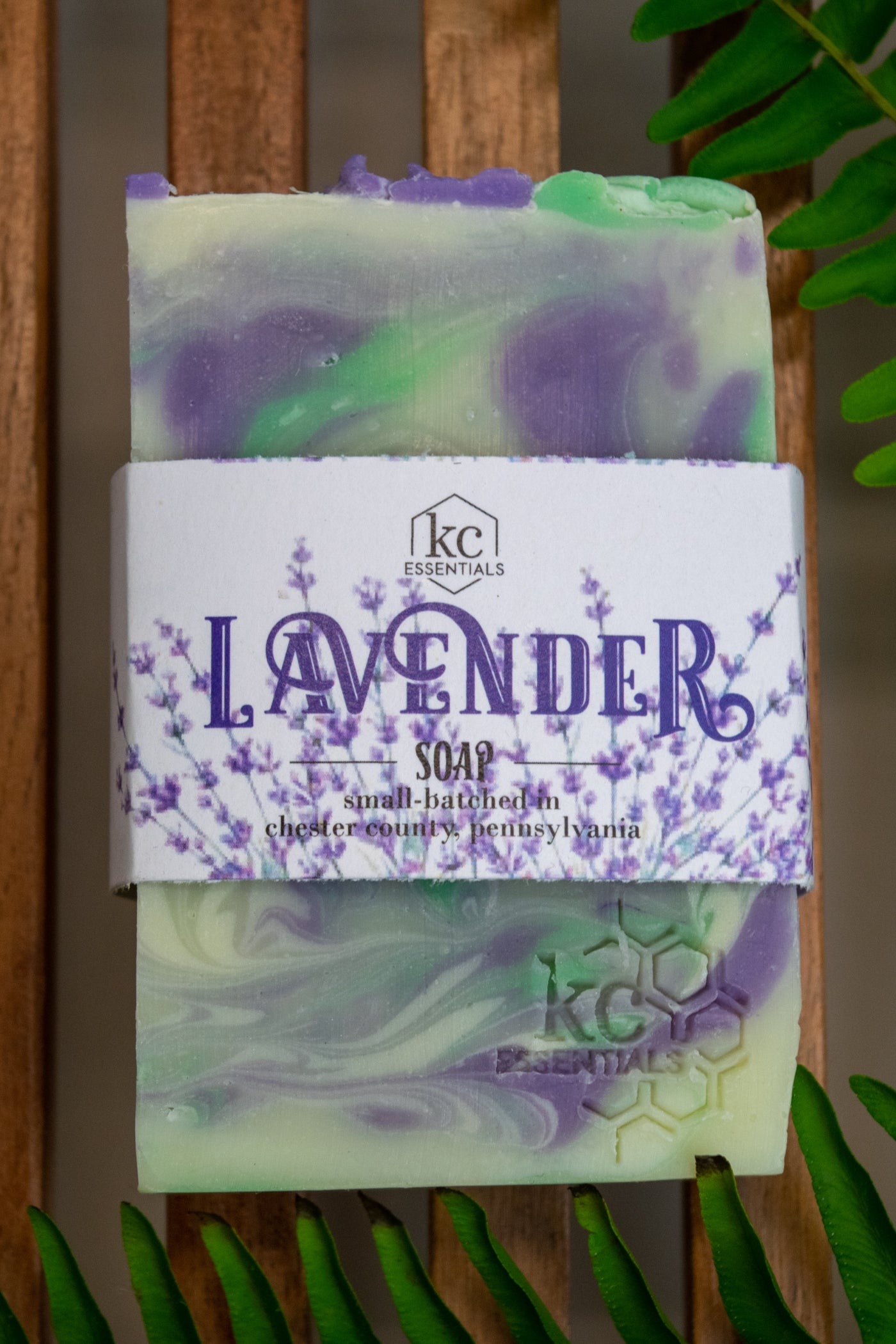 White Purple and Green Marbled Lavender Artisan Soap