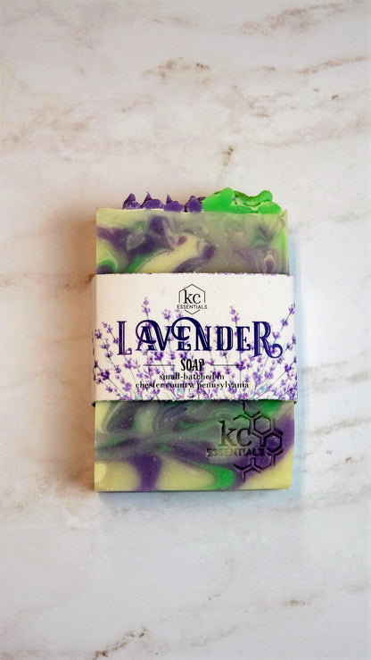 White Purple and Green Marbled Lavender Artisan Soap