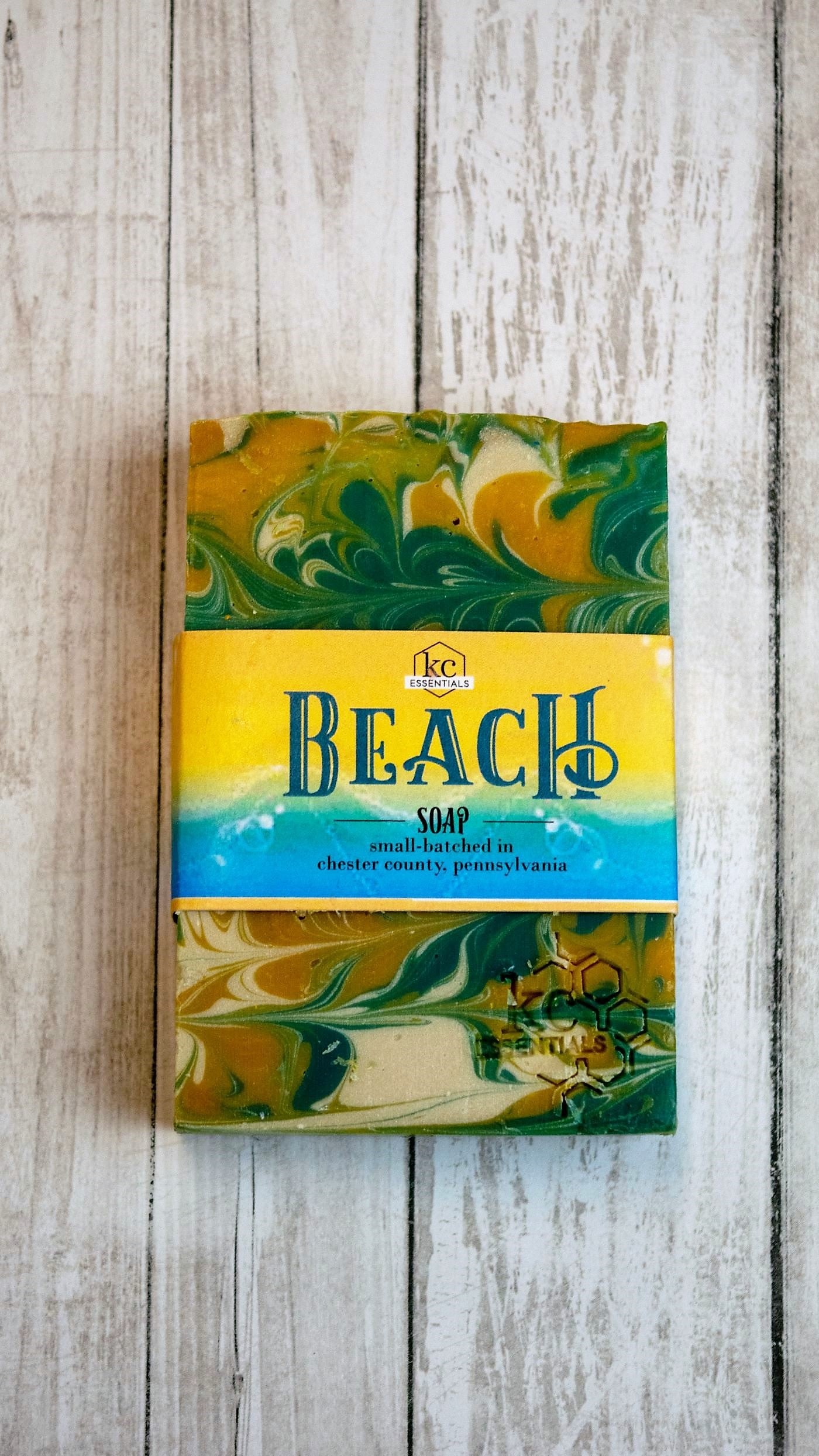 Green Yellow and white marbled Artisan Bar Soap