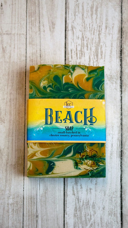 Green Yellow and white marbled Artisan Bar Soap