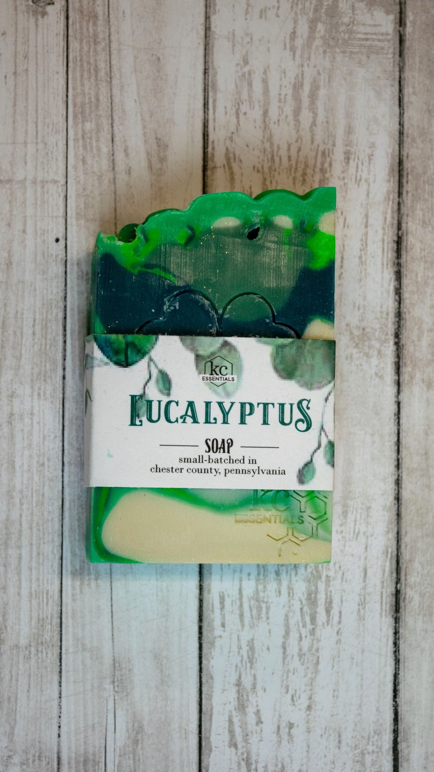 White and  Green Marbled Eucalyptus Artisan Soap