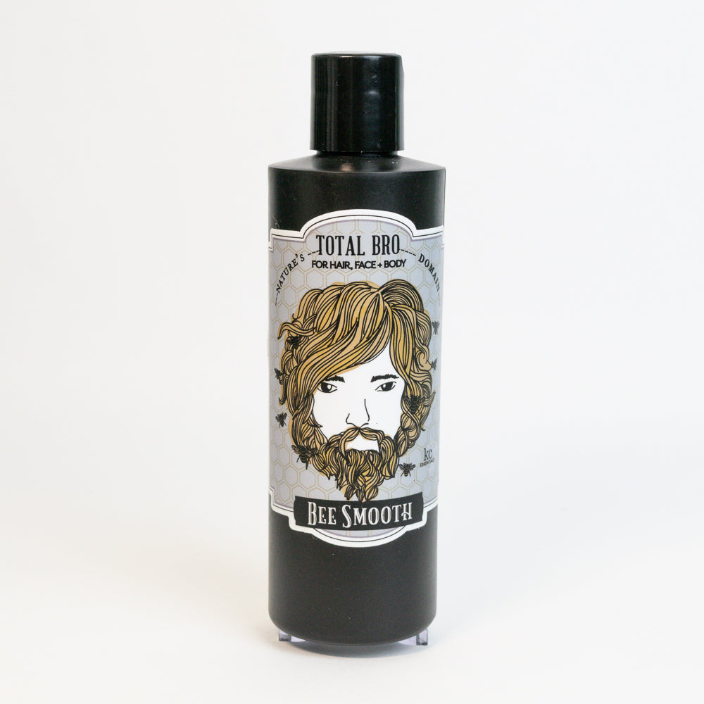 Total Bro Natures Domain total body wash and shampoo. All natural ingredients. Made in the USA. Black bottle with bearded man on front.