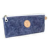 Side View T5 Handcrafted Leather Brush Pencil Toiletry Bag in Atlantic Denim Blue 