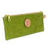 Front of T5 Handcrafted Leather Brush Pencil Toiletry Bag in vintage aloe green.