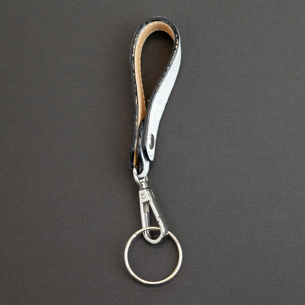 T5 Key chain strap handcrafted by designer Liv McClintock in smooth calf leather in Yacht white.