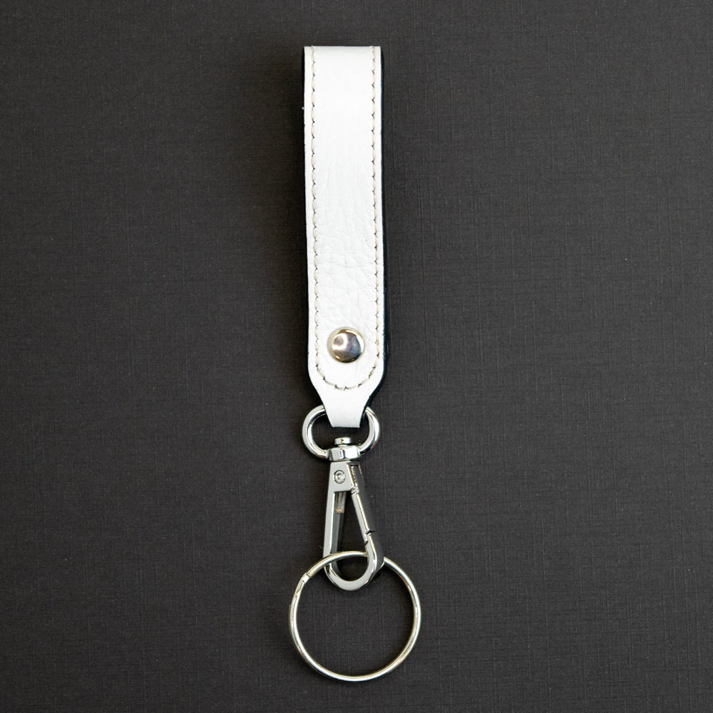 T5 Key chain strap handcrafted by designer Liv McClintock in smooth calf leather in Yacht white.