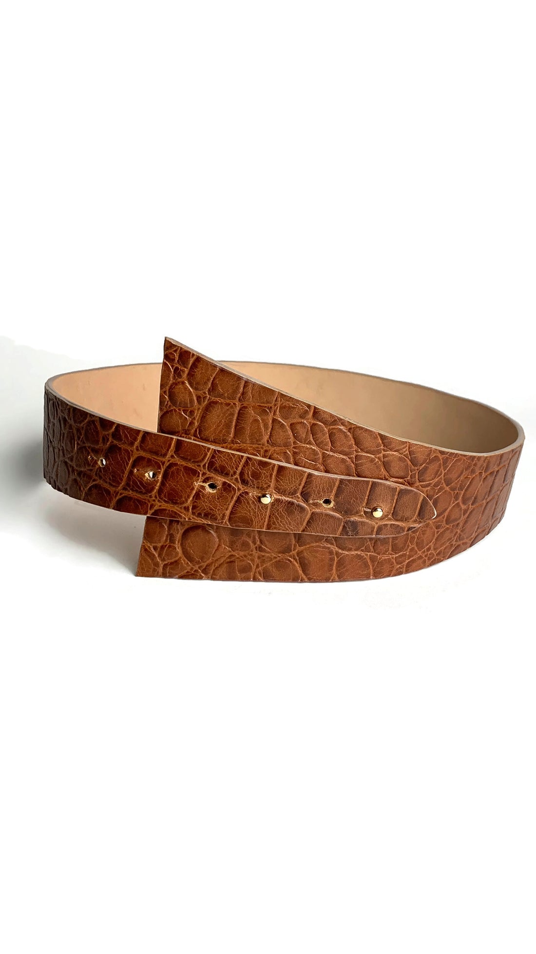 Leather Gallery Corset Belt in Cognac Croc Embossed Calf