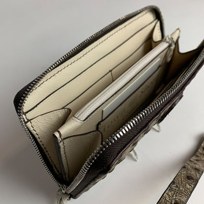 Handstiched A-Train Zip Wallet in Ostrich Embossed Calf