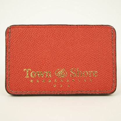 Pebbled Grain Leather Card Case in Burnt Orange