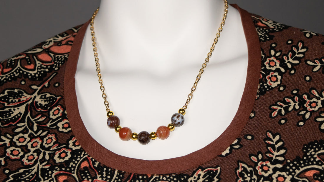 Autumn bead bar necklace
