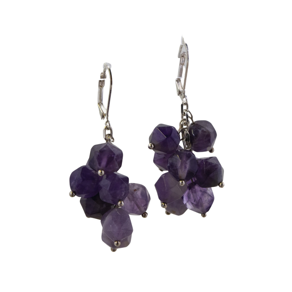 Ombre Amethyst Star Dangle Earrings