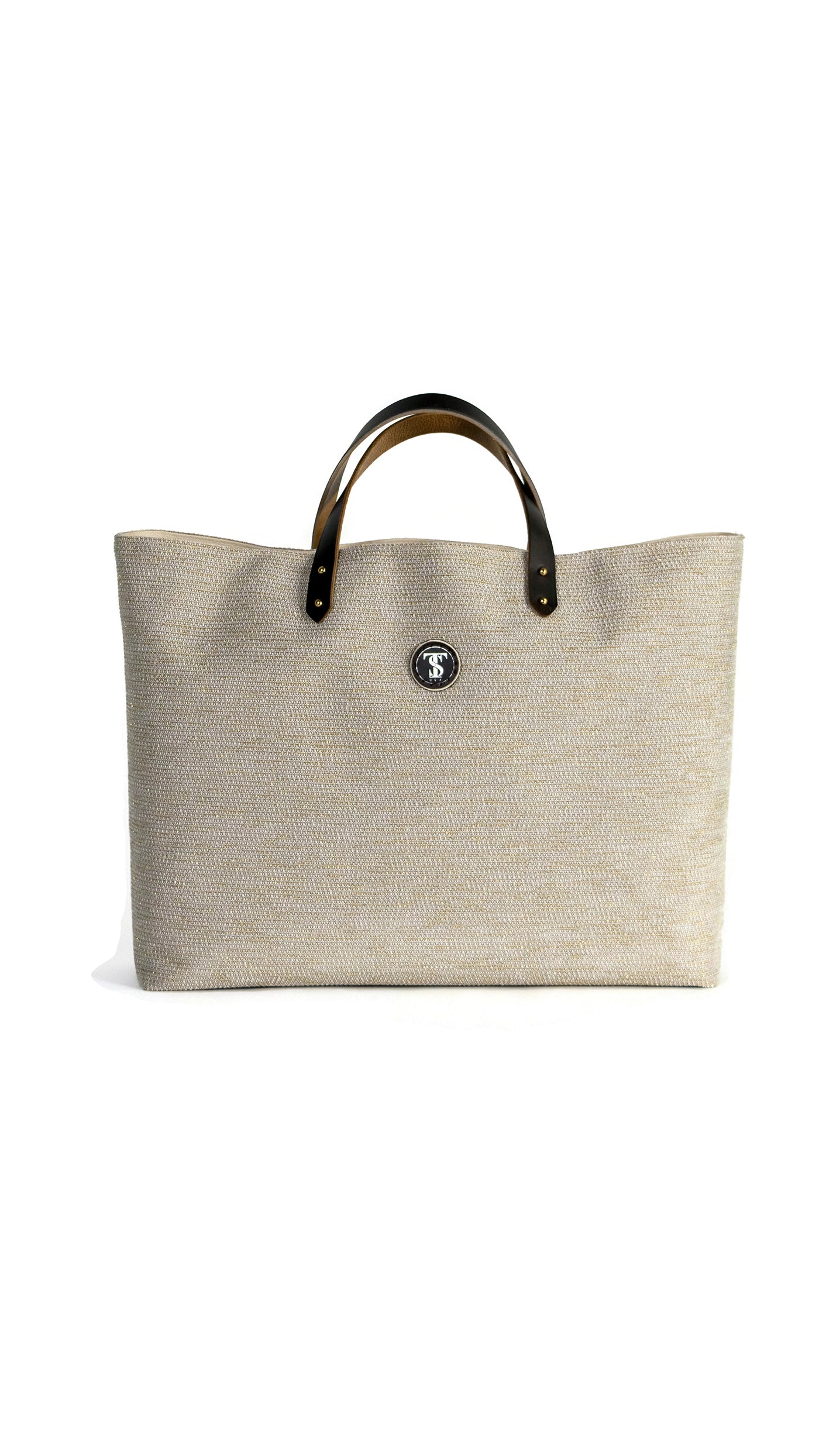 M St. Brief : Gilded Jute Canvas Bag