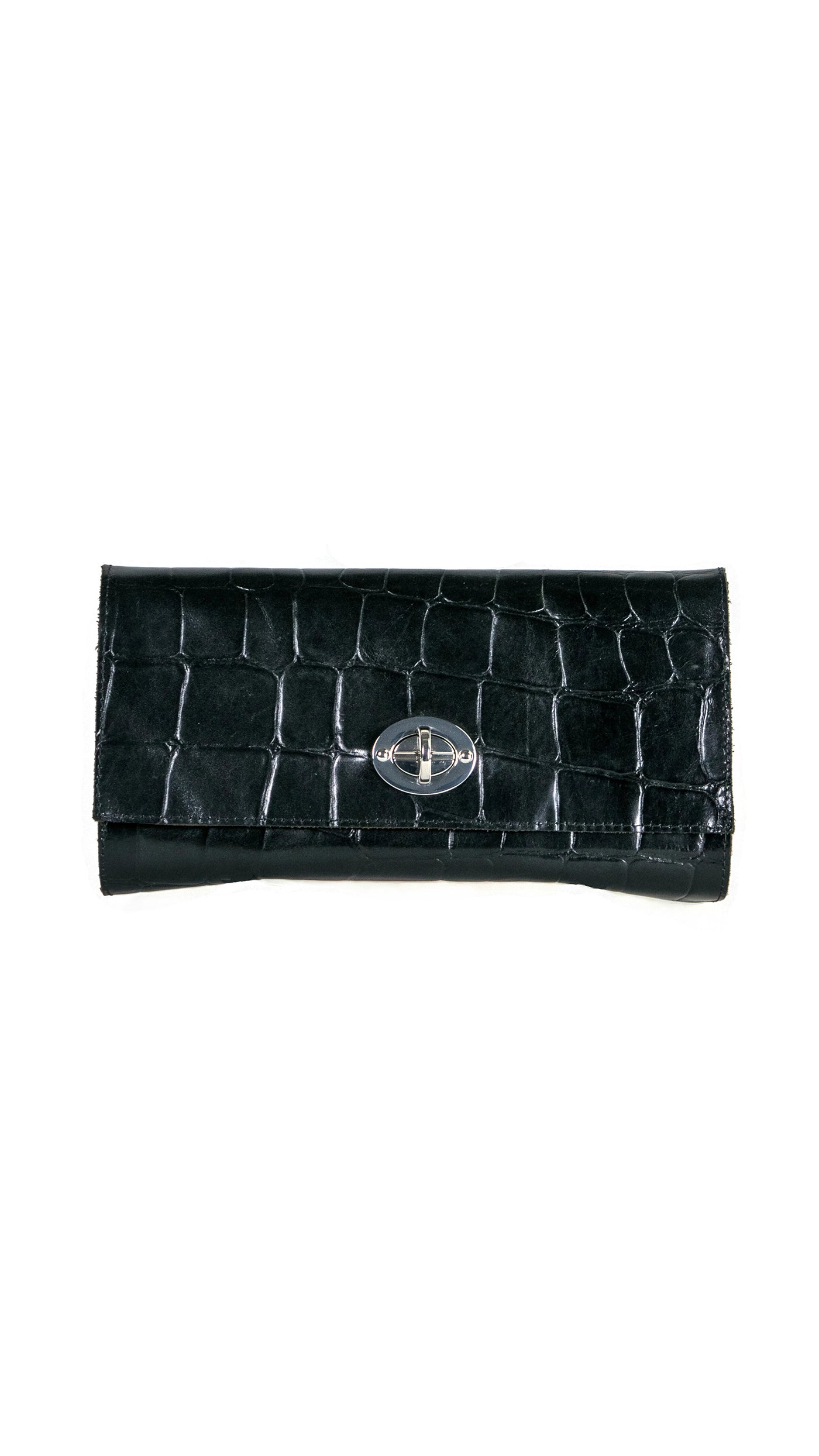 Cheri Black Leather Clutch