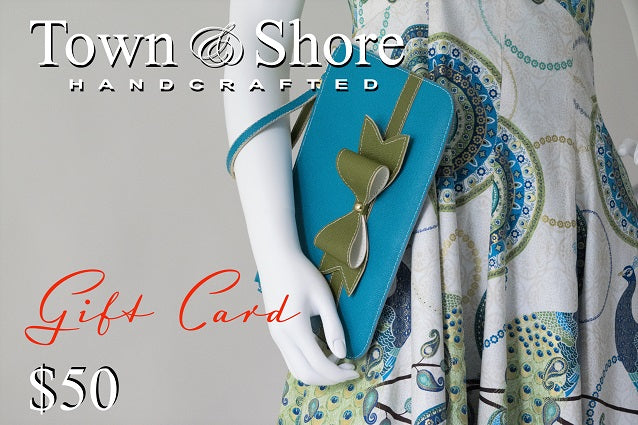 Town &amp; Shore Handcrafted Gift Card . Made In USA Luxury Leather Goods